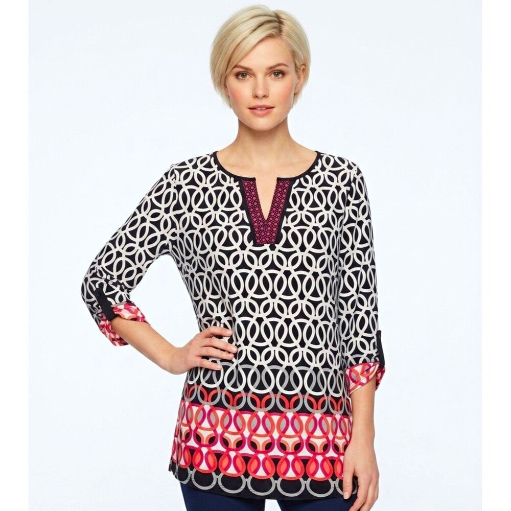 New Directions Womens Tunic Top 3X Scoop Neck boho 60's Retro mod hippie